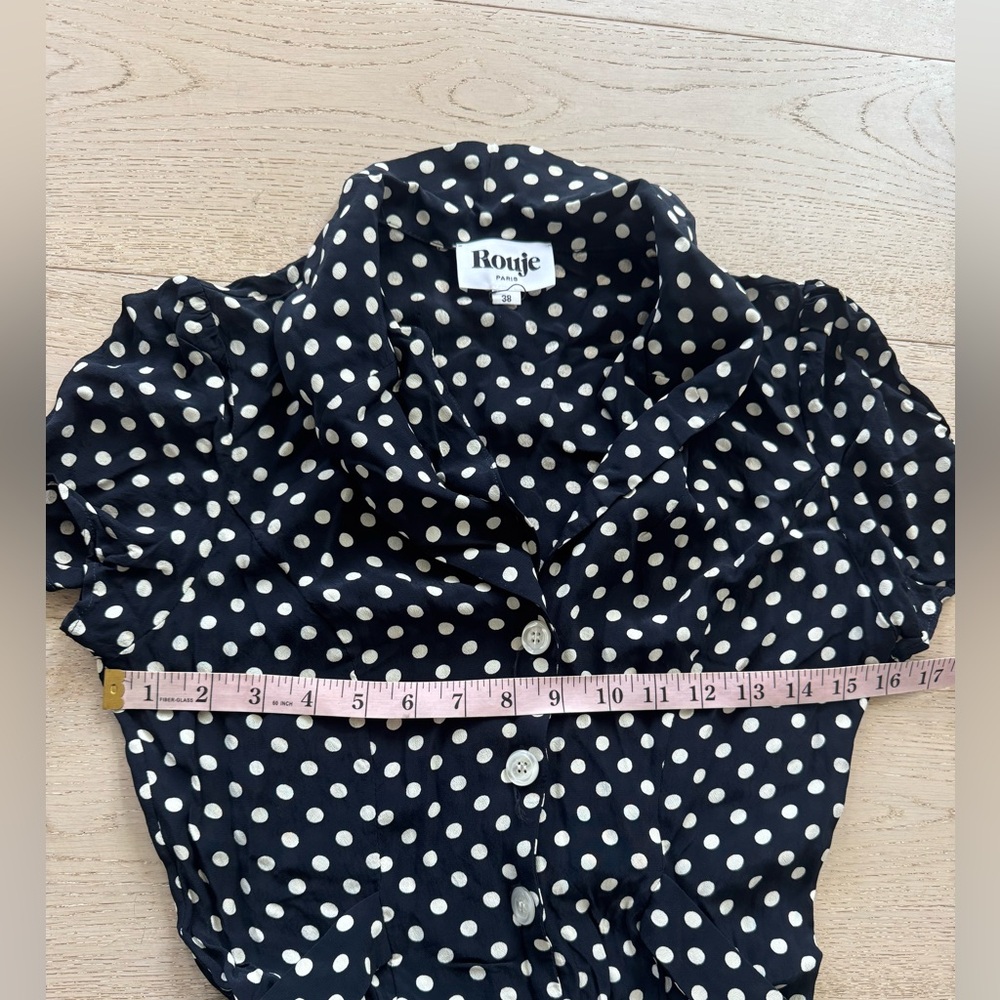 Rouje Marin polka dot dress 38 black white - Picture 9 of 10